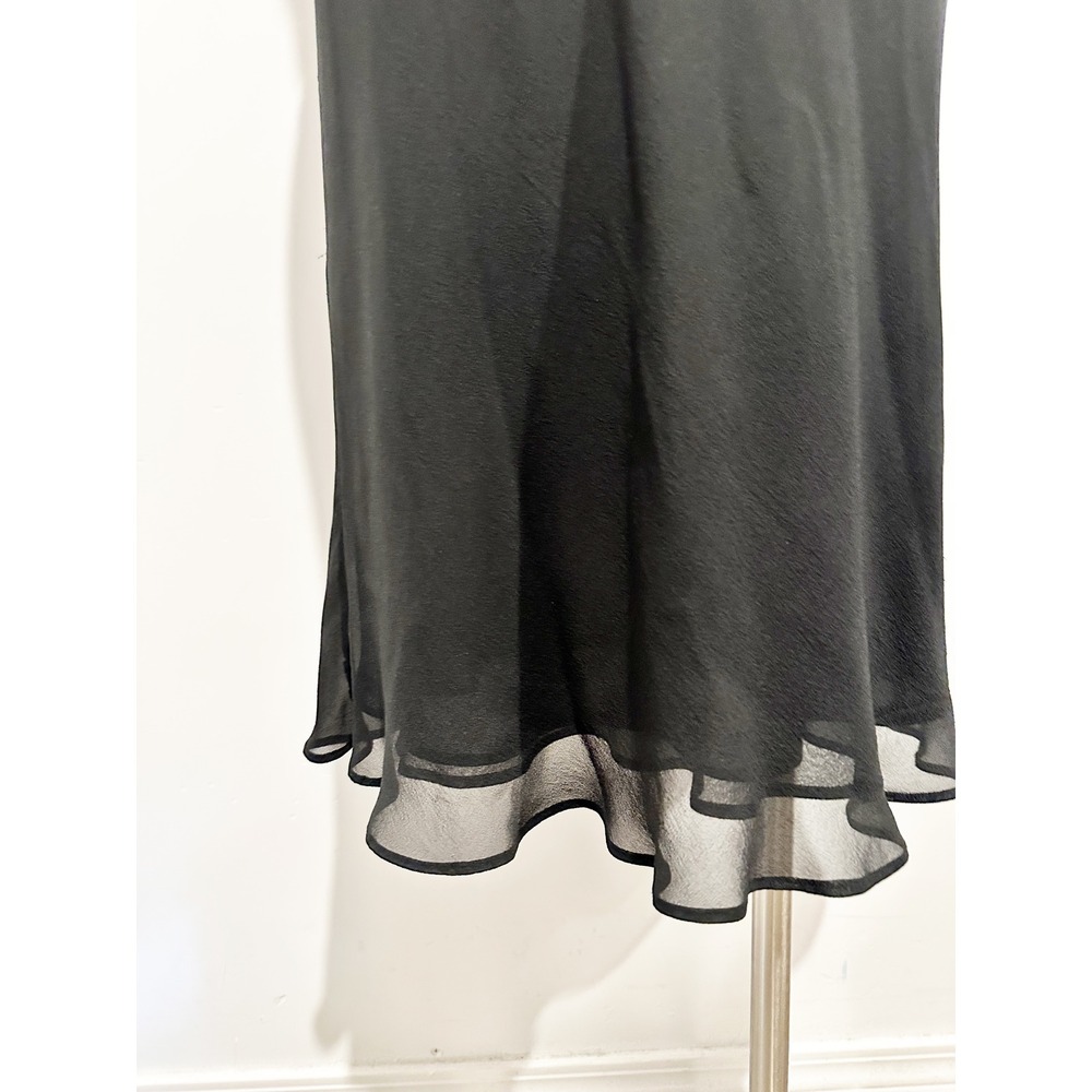 Anne Klein Black Y2K Pleated Keyhole Silk Dress Size 8 Whimsy Goth - Picture 5 of 9